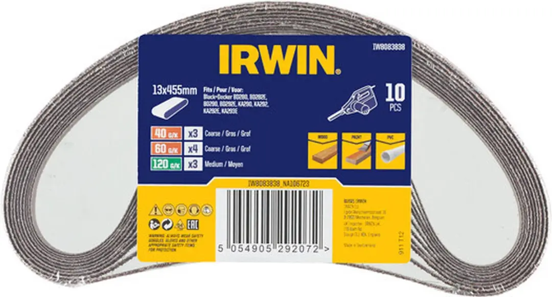 Irwin Set Schuurbanden Powerfile 10 Stuks - 3x K40/4x K60/3x K120 - afbeelding 2 van 2