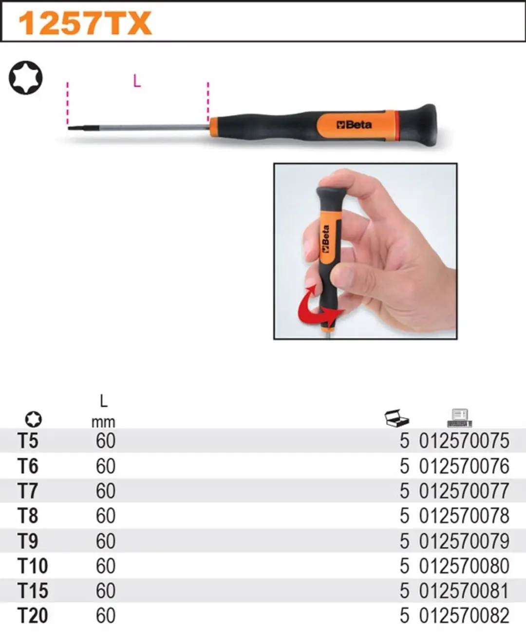 Beta Torx T6 Schroevendraaier 60mm - afbeelding 5 van 5