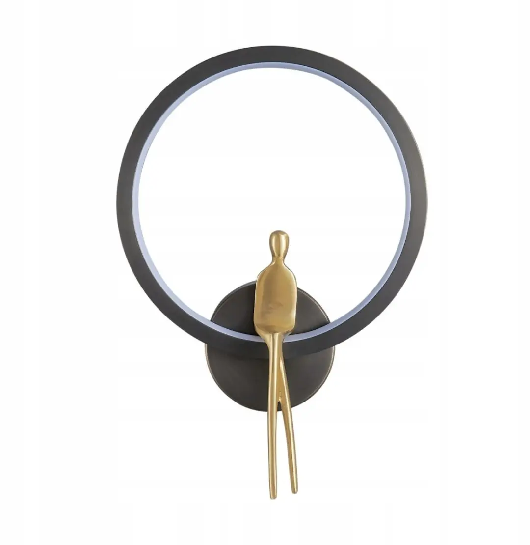 Amici Ring Wandlamp Zwart Goud LED 27cm