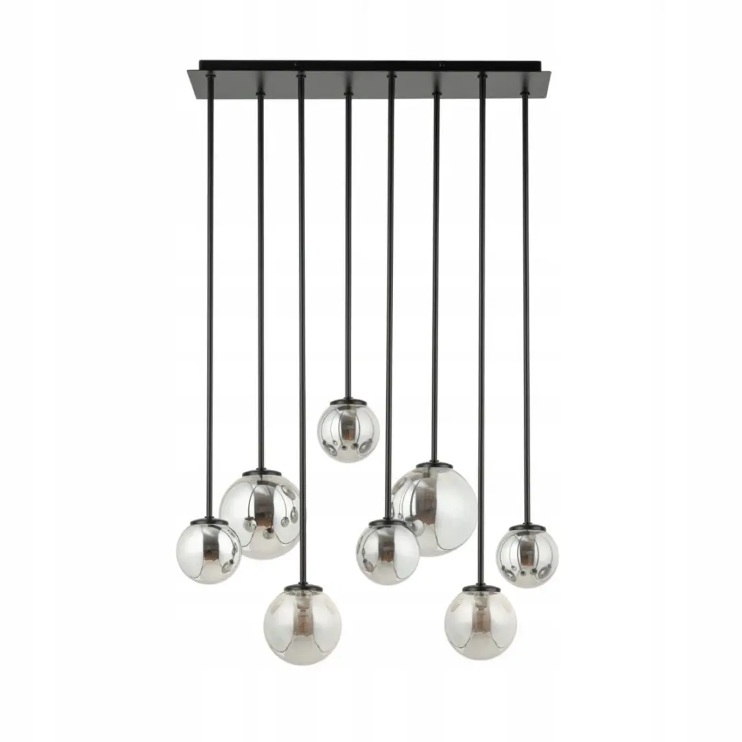 TULIA 8 Hanglamp Glas Bollen Eettafel Zwart/Grijs Sigma 33494
