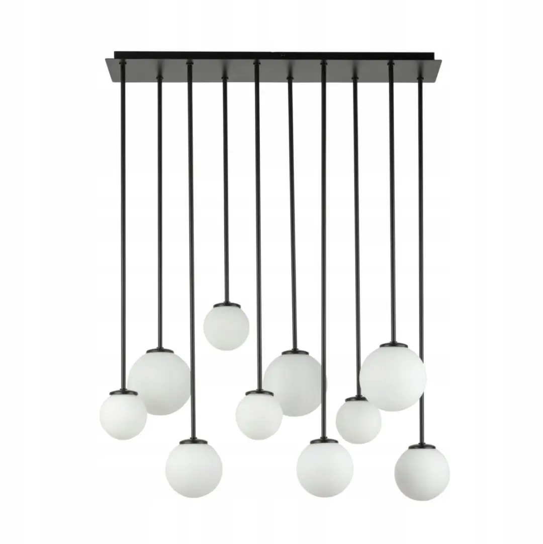 Tulia 10 Hanglamp: Zwart-Wit, Melkglas Bollen, Sigma Lighting