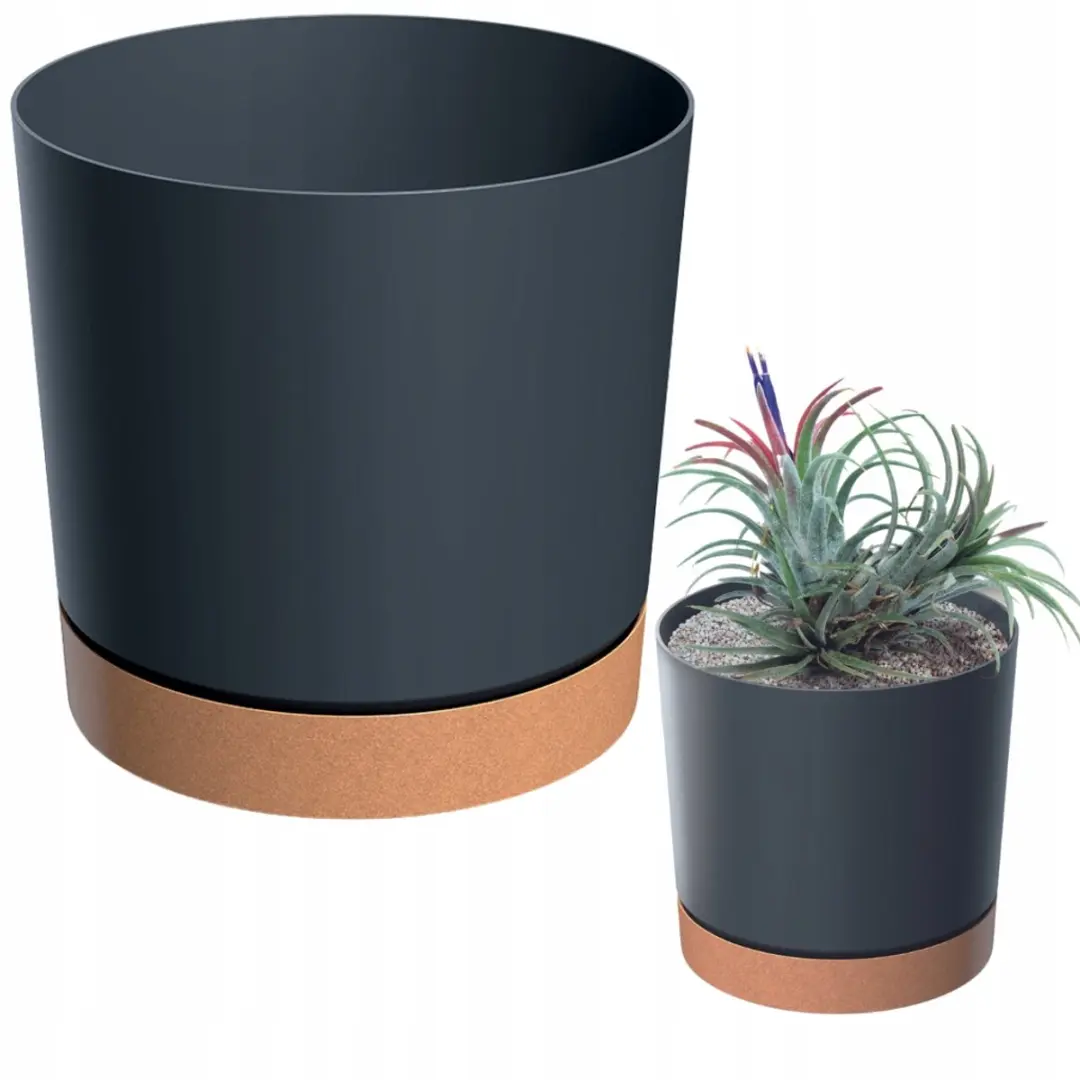 Doniczka Tubo PM Antraciet met Eco Wood Onderzetter 35cm
