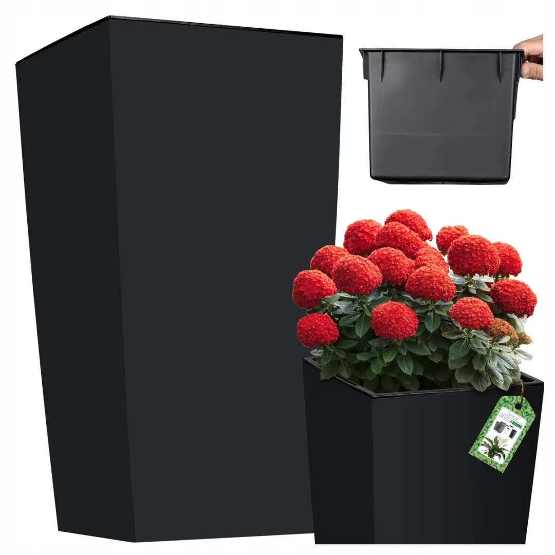 Antraciet Matte Hoge Terraspot 42cm met Inzetstuk