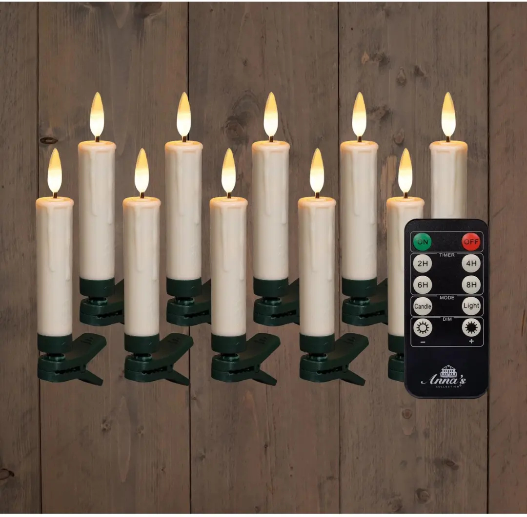 Anna's Collection LED Kerstkaarsen 10x 14cm Warm Wit - afbeelding 2 van 5