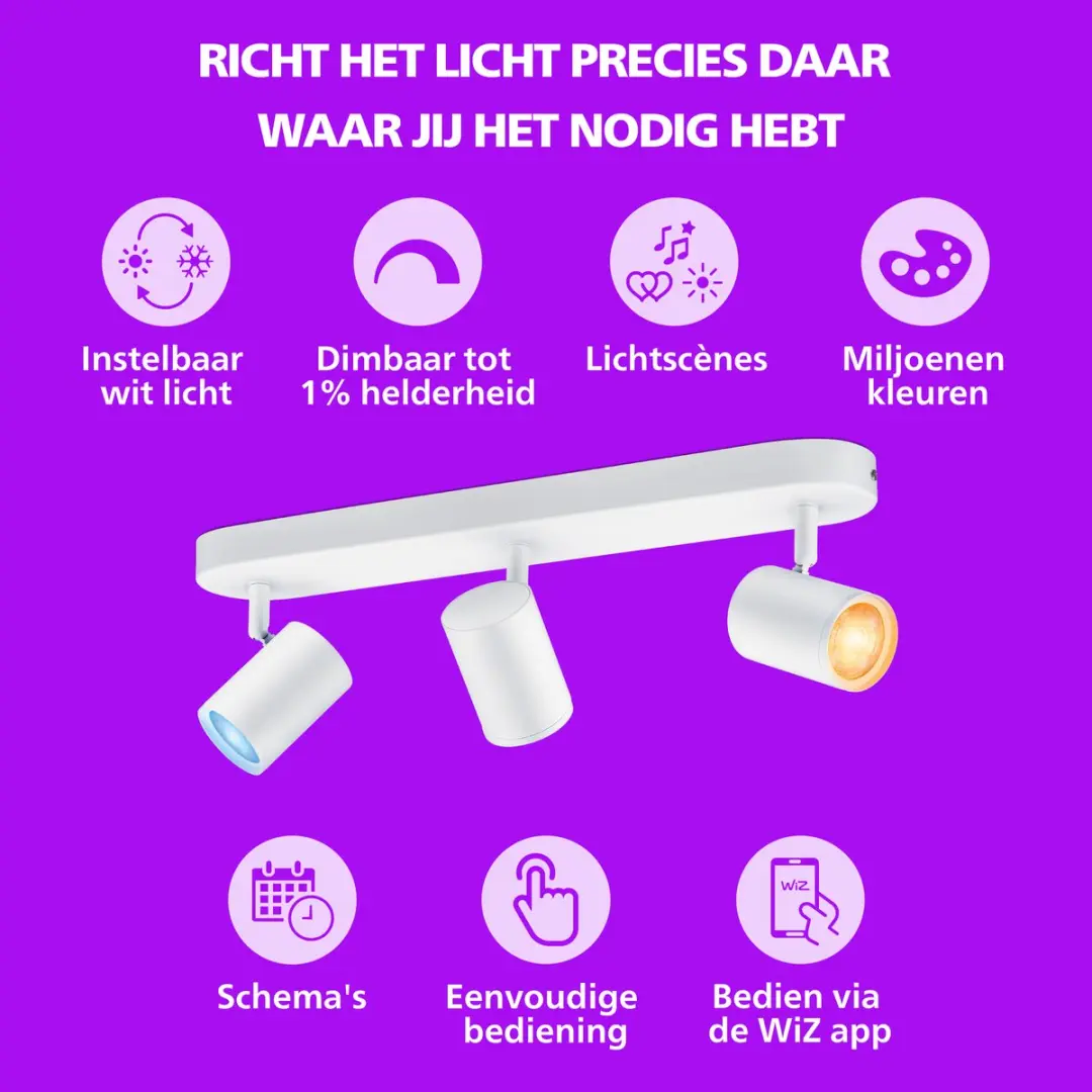 Philips Smart Lighting Opbouwspot 3x RGB GU10 - 345lm - afbeelding 5 van 6