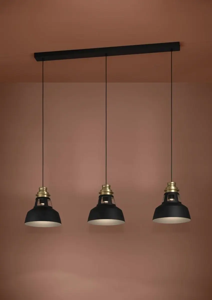 Eglo Espinardo Hanglamp 390231 - 3 Lichtpunten Zwart/Goud - afbeelding 5 van 5