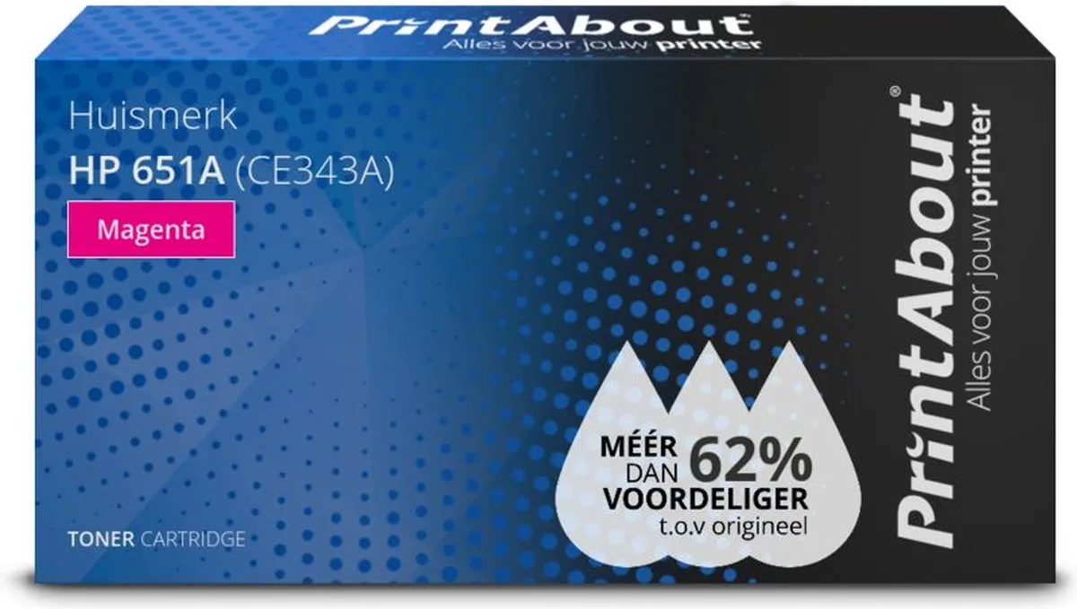 PrintAbout HP 651A CE343A Toner Magenta - 18.000 pagina's