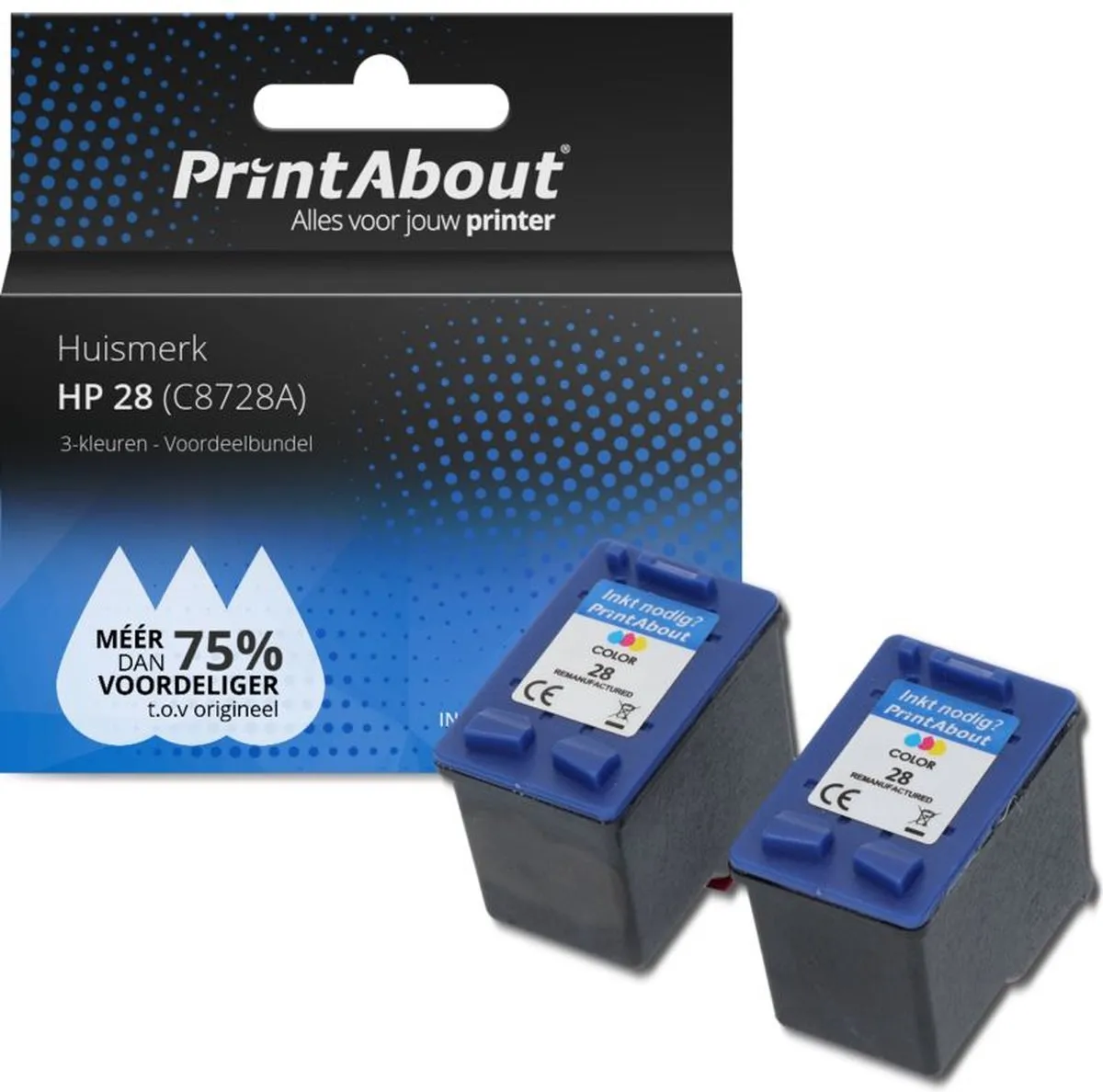 PrintAbout C8728A-PA2 Inktcartridge - 3 Kleuren - 42ml