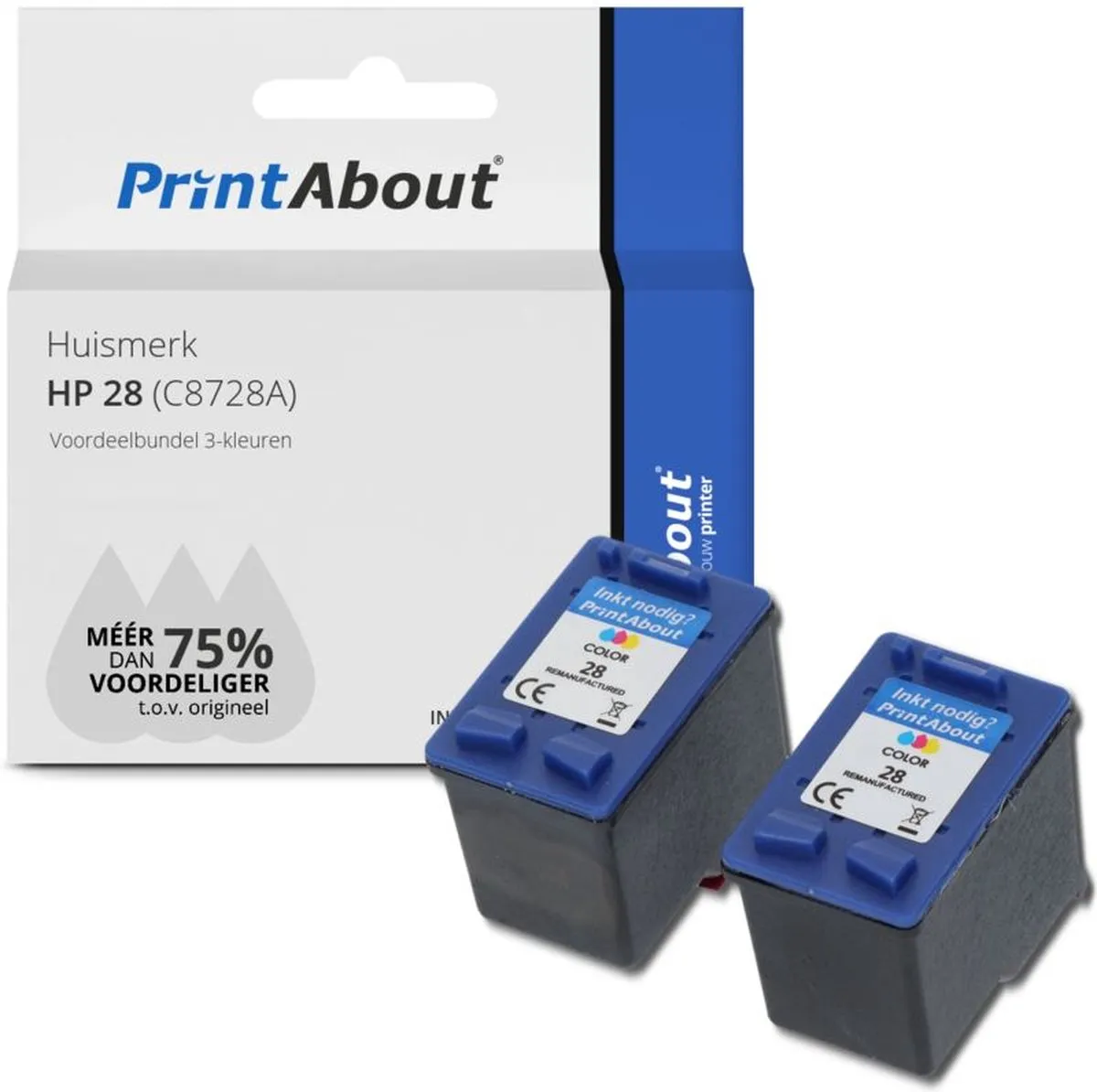 PrintAbout C8728A-PA2 Inktcartridge - 3 Kleuren - 42ml