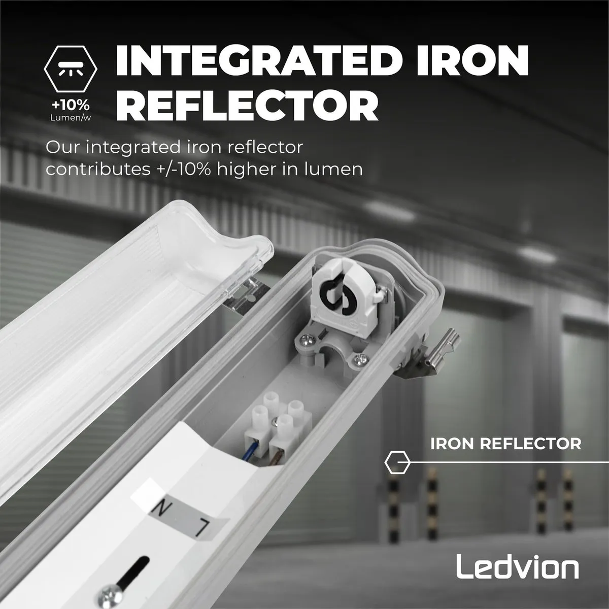 Ledvion LED Armatuur 150cm Clips IP65 - 24W - Grijs