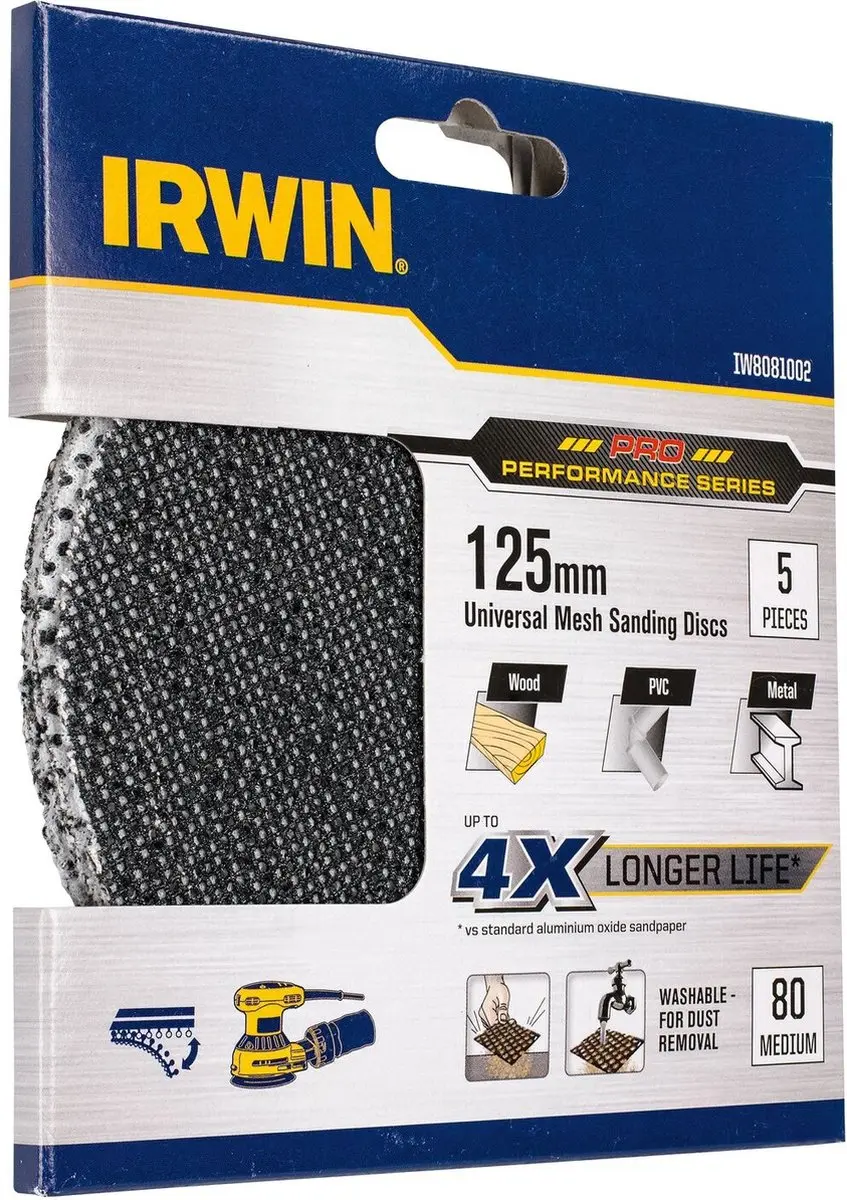 Irwin Schuurgaas Excentrisch 125mm K80 - 5 Stuks - afbeelding 3 van 3
