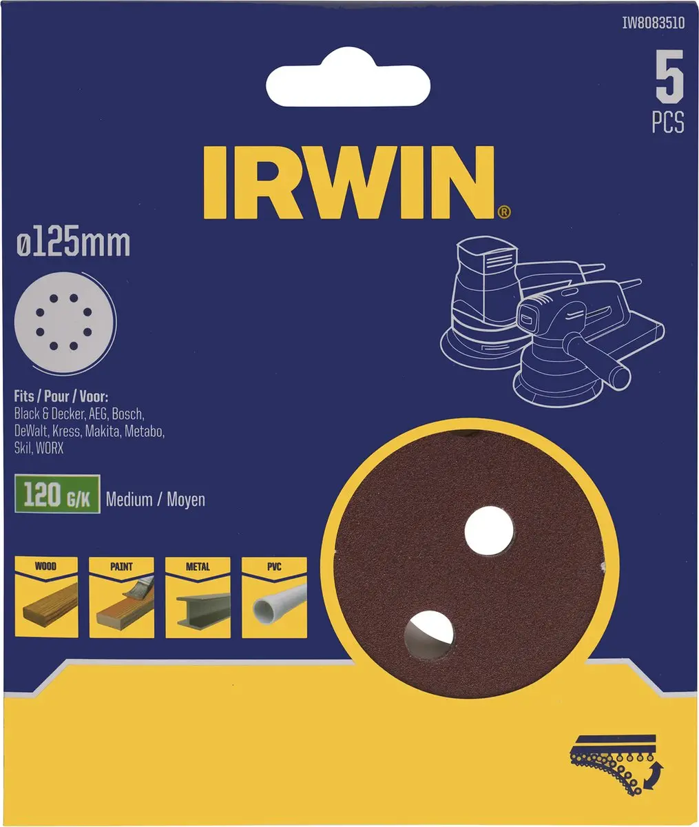 Irwin Schuurschijven Excentrisch 125mm K120