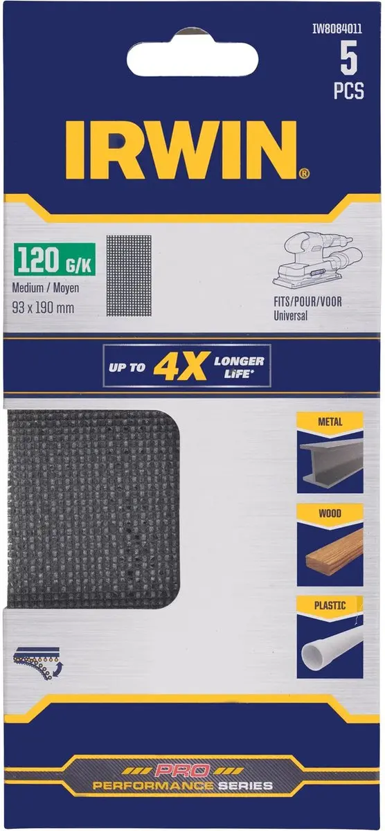 Irwin Schuurgaas 1/3 Vlakschuur K120 - 5 Stuks - afbeelding 2 van 2