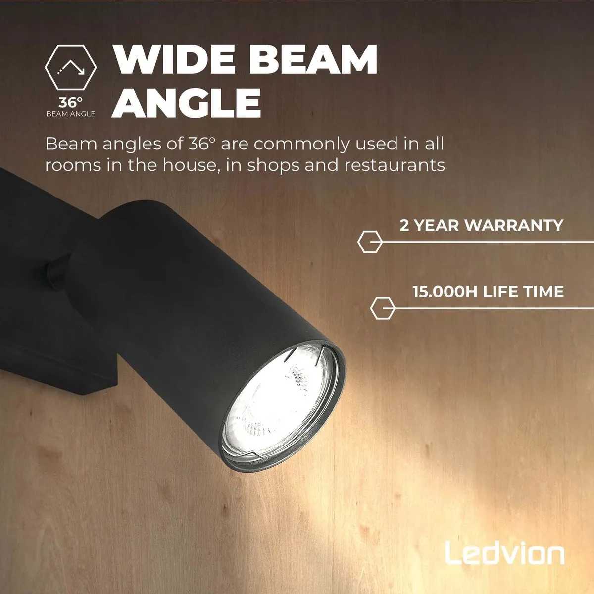 LEDVION GU10 Spot Dimbaar 5W - 2200-3000K - 345L