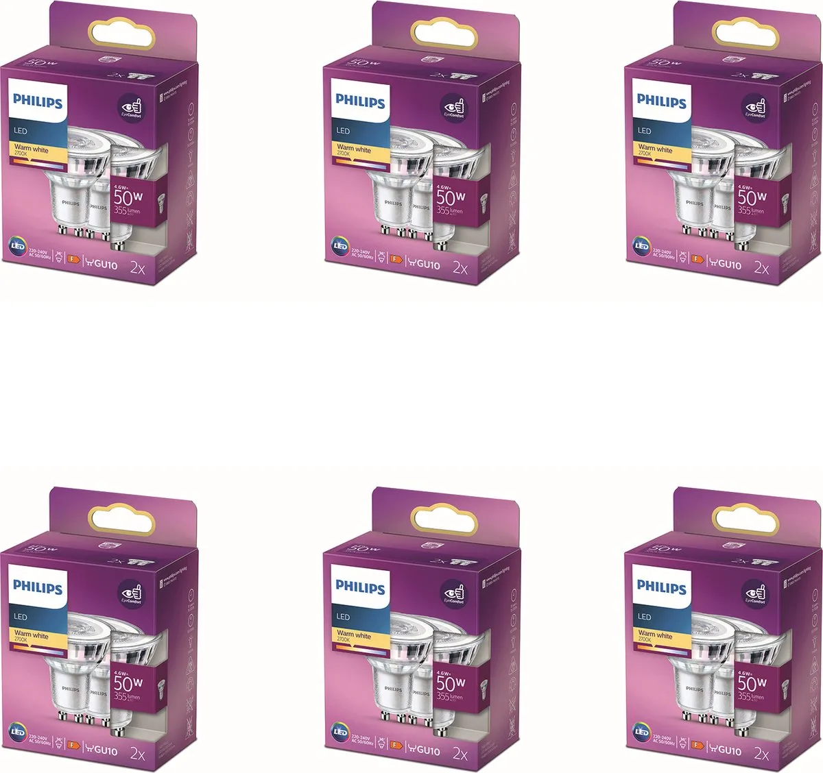 Philips LED GU10 Spotlamp 4.6W Warmwit