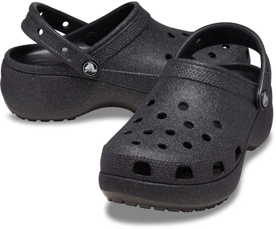 Crocs Classic Platform Glitter Clog - Zwart - afbeelding 4 van 6