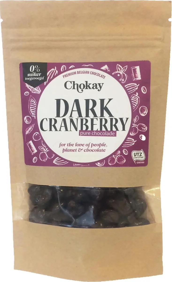 Chokay Puur Cranberries Bio 110g - afbeelding 4 van 5