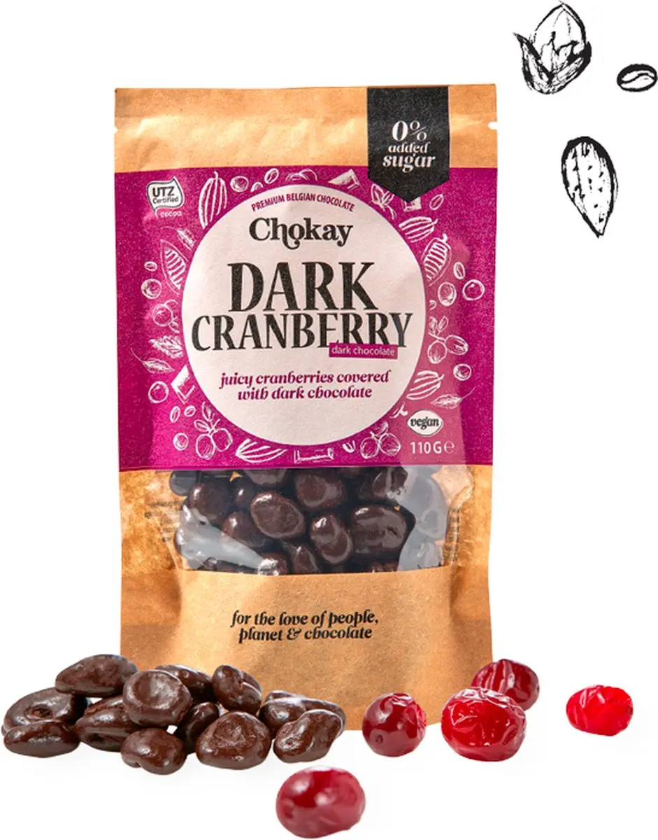 Chokay Puur Cranberries Bio 110g - afbeelding 5 van 5