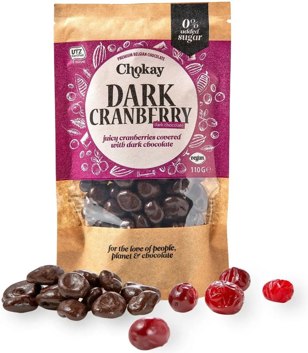 Chokay Puur Cranberries Bio 110g - afbeelding 3 van 5