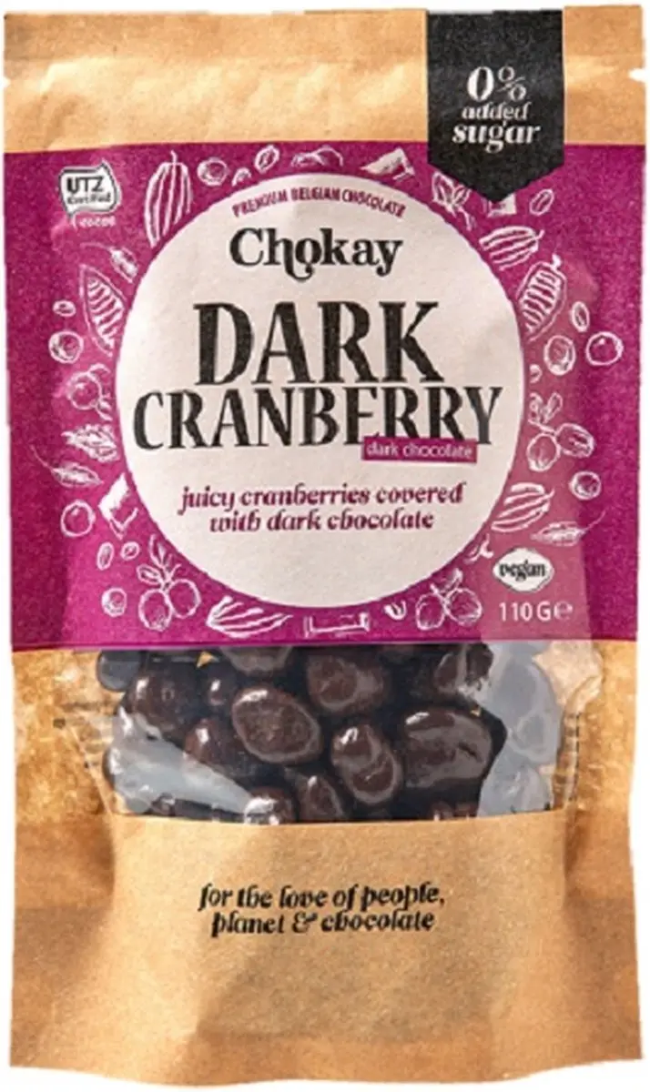 Chokay Puur Cranberries Bio 110g - afbeelding 2 van 5