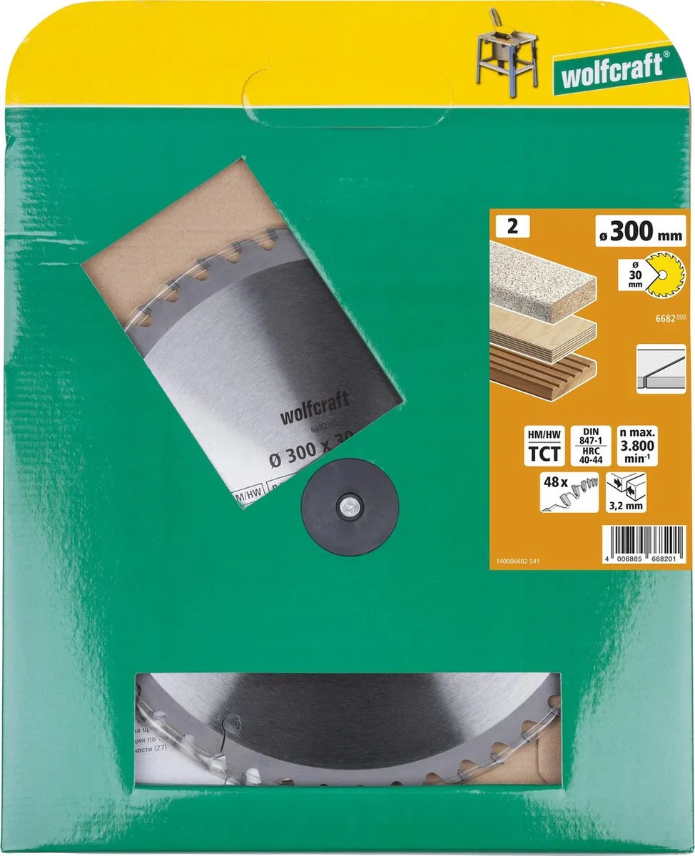 Wolfcraft Tafelcirkelzaagblad HM 6682000 - 300mm Ø - 48 Tanden