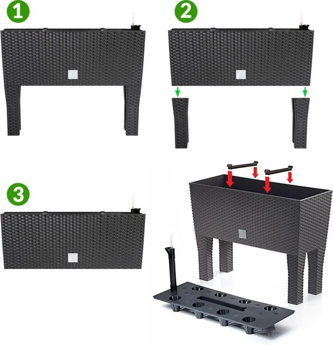 Deuba Hoge Plantenbak 30L - 60x25x46cm Antraciet - afbeelding 5 van 6