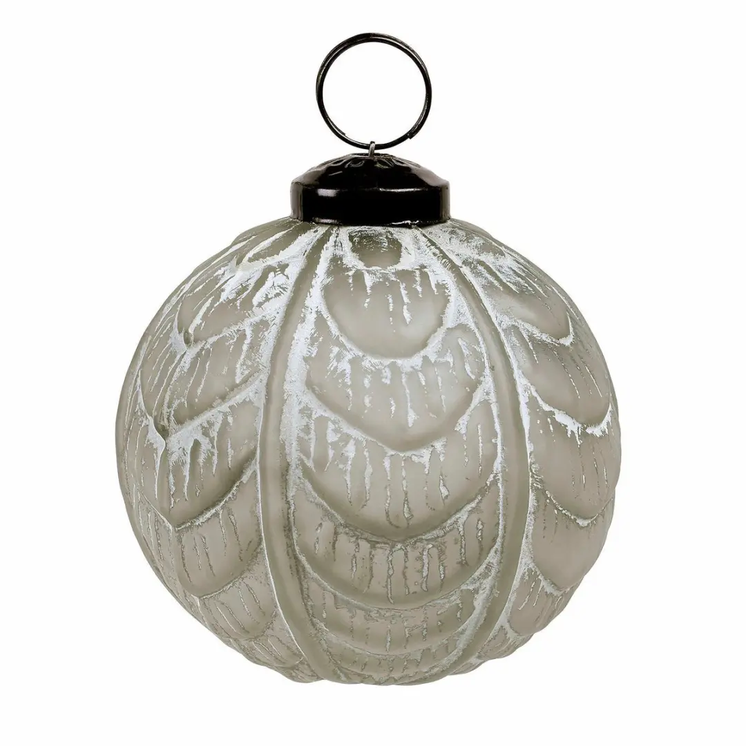 Loberon Hélisande Kerstbal Set 6 Stuks - 8cm Grijs/Goud - afbeelding 4 van 6