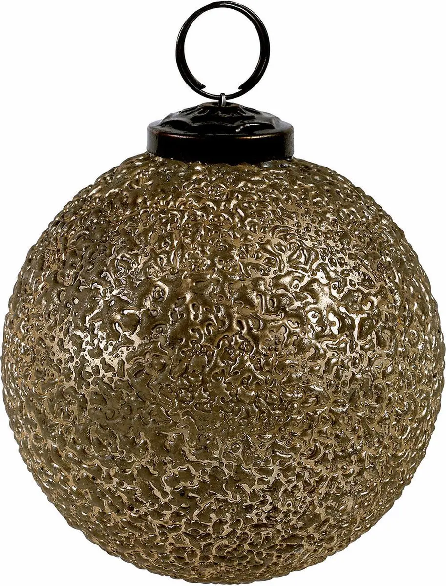 Loberon Hélisande Kerstbal Set 6 Stuks - 8cm Grijs/Goud - afbeelding 5 van 6