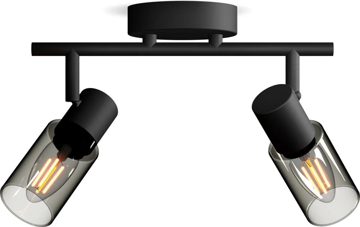 Philips Palms Opbouwspot Zwart - 2x E14 Warmwit 4,3W