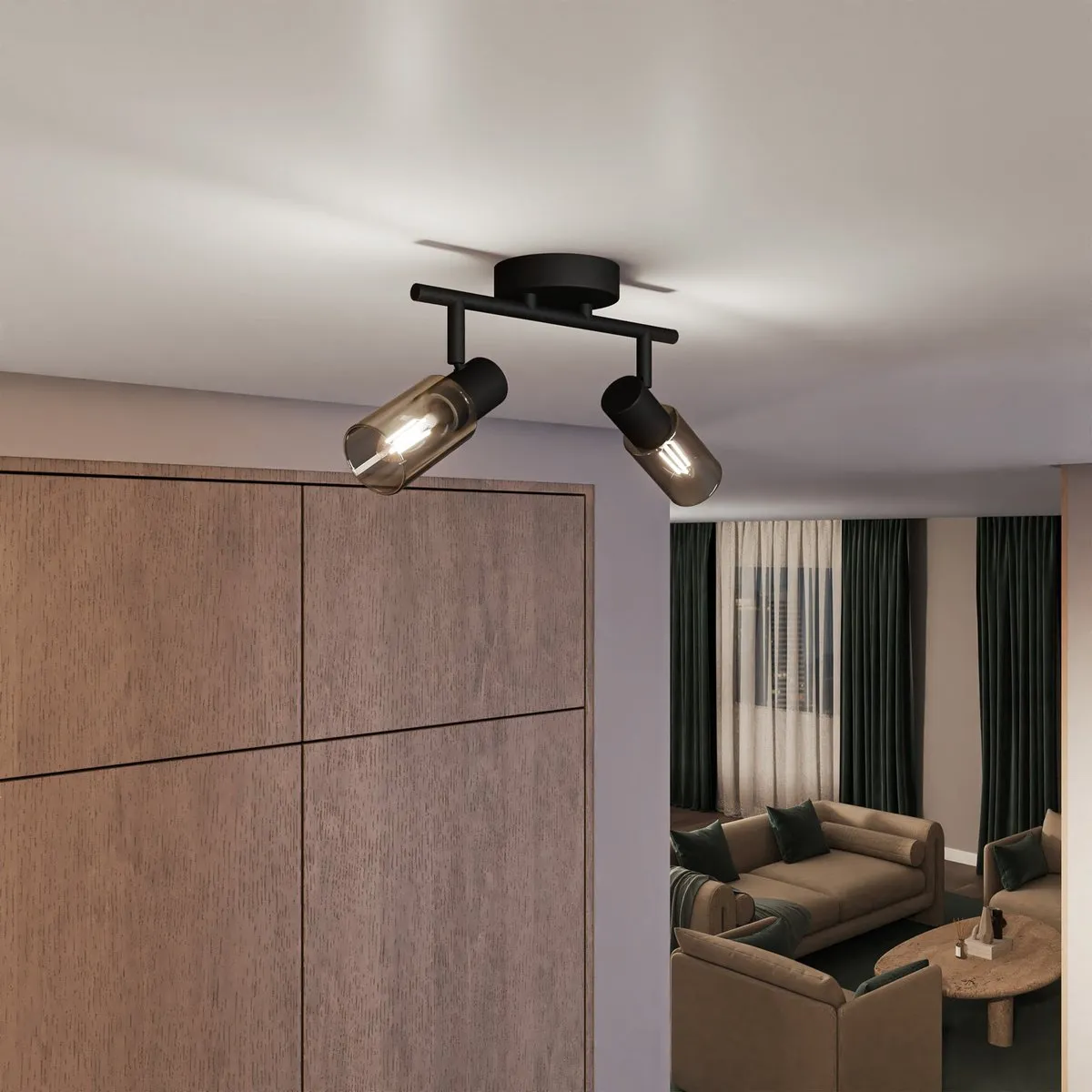 Philips Palms Opbouwspot Zwart - 2x E14 Warmwit 4,3W