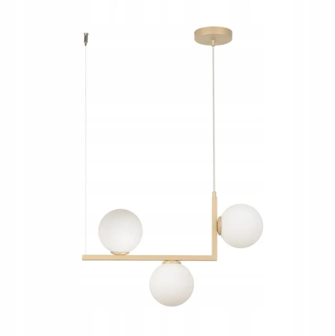 ANDY 3 hanglamp met melkglazen bollen, goud/wit, 3-lichts