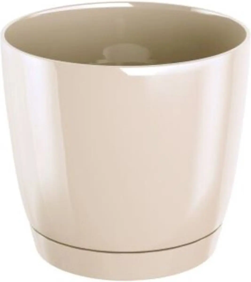 ‎Decoratieve bloempot met pallet Coubi Round P Ø12cm H11cm in kunststof/crèm