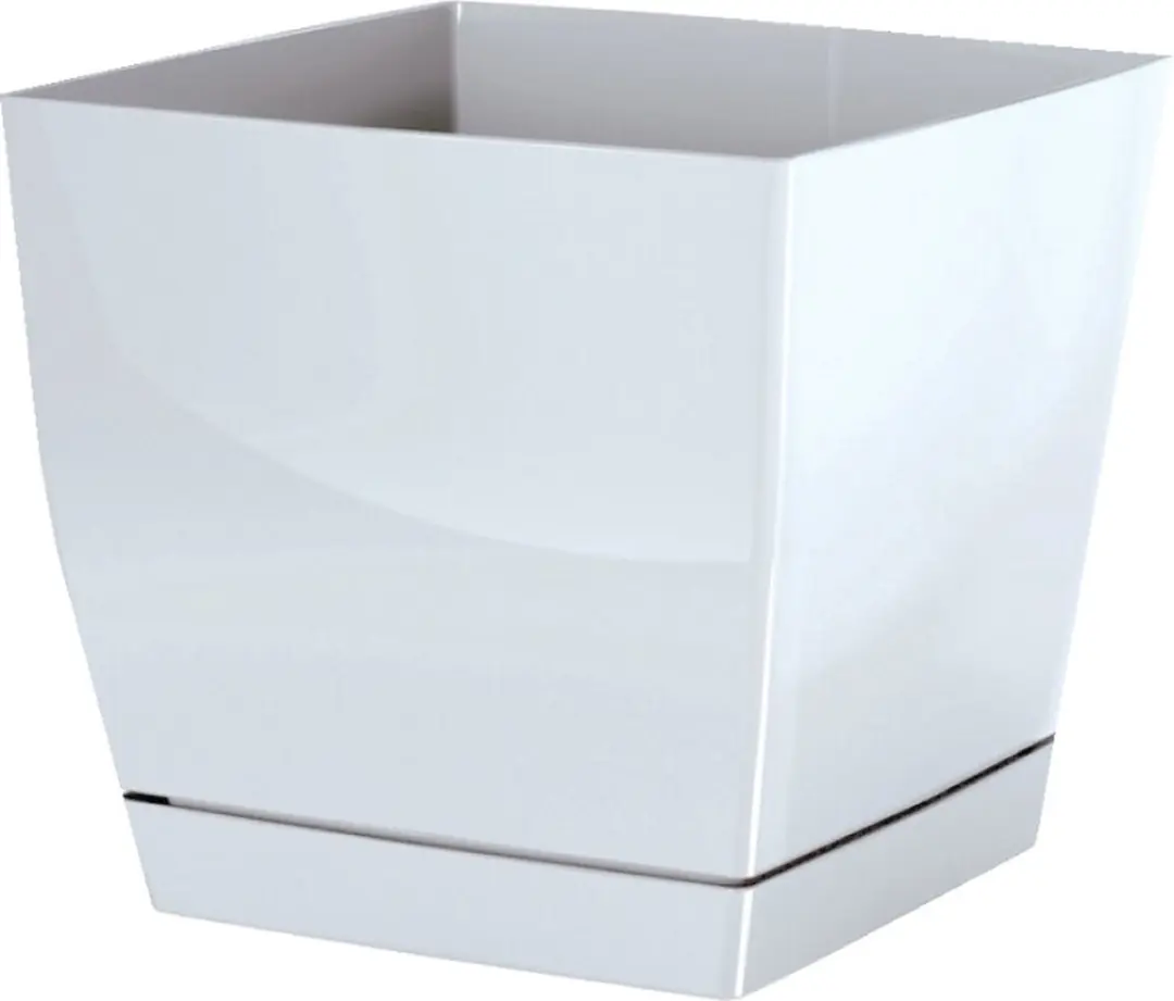 ‎Decoratieve bloempot met pallet Coubi Square P 21x21x19.2cm kunststof/wit‎