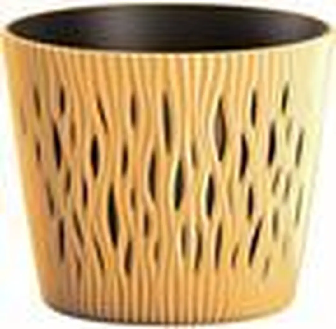 SANDY ROUND plastic potten RONDE IN mosterdkleur