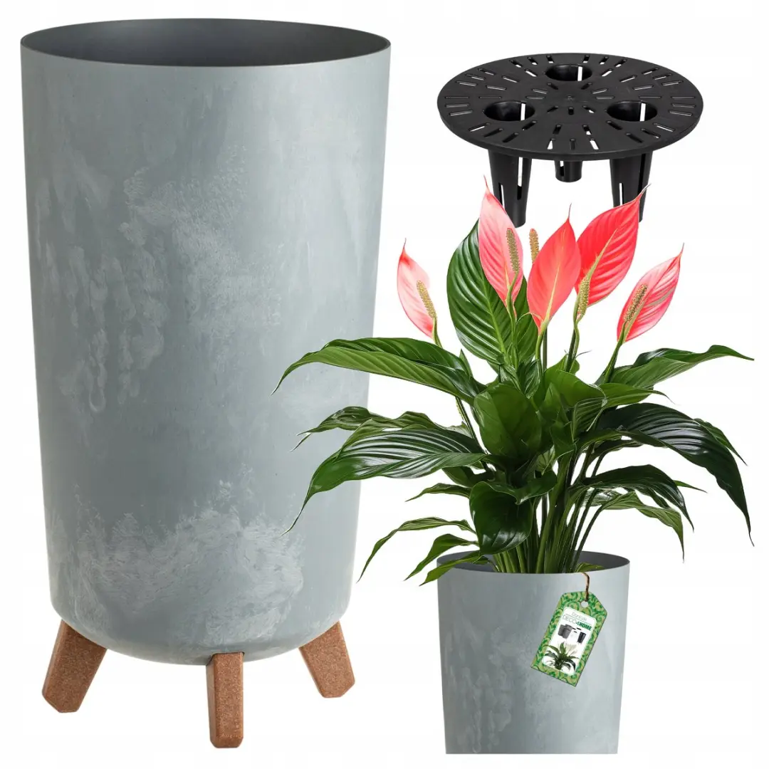 Hoge Betonlook Plantenbak op Houten Poten