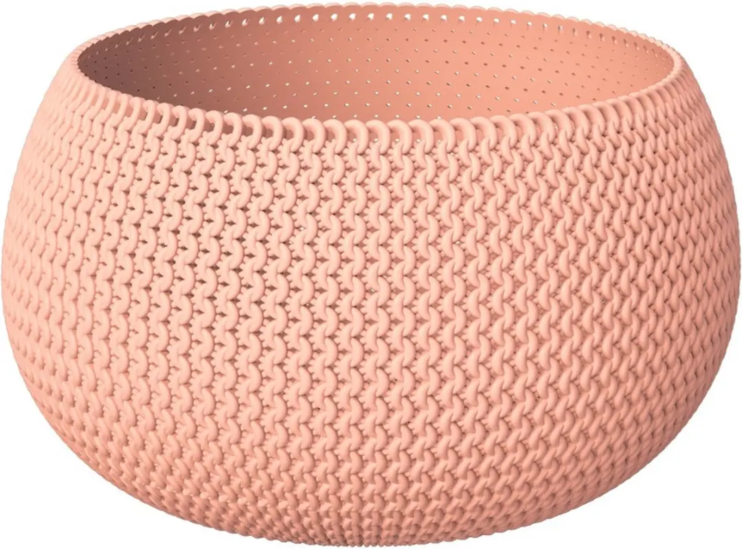 Plantenpot/bloempot kunststof dia 37 cm en hoogte 22 cm in het zalm roze voor bi