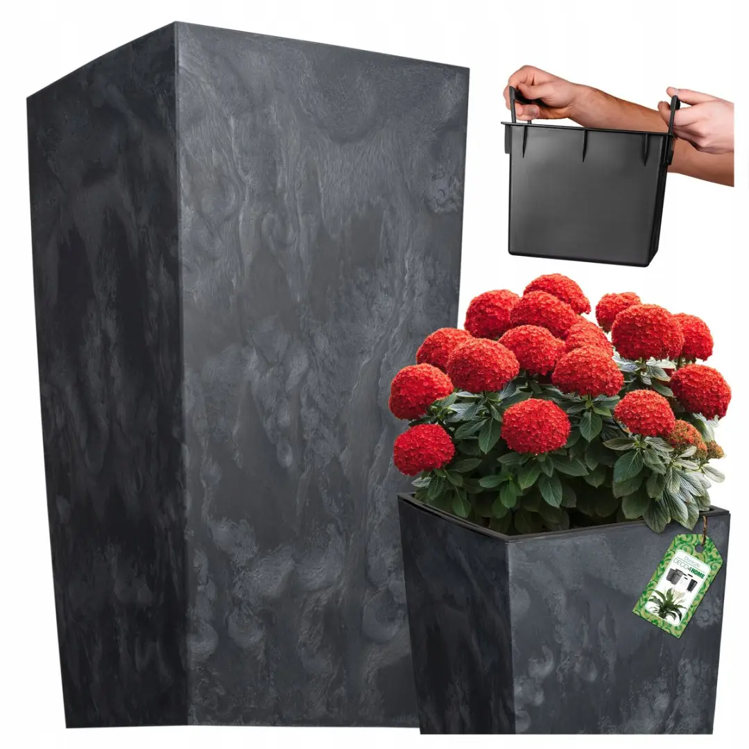 Hoge Antraciet Betonlook Pot 50cm met Inzetstuk