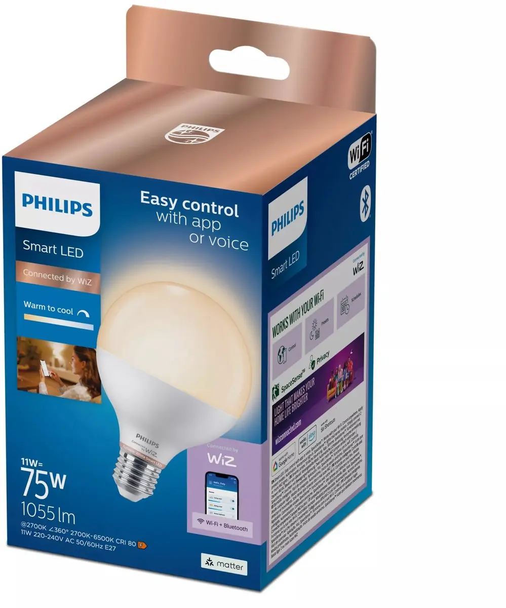 Philips Smart LED-lamp E27 G95 Globe - 75W - Wifi - afbeelding 3 van 6