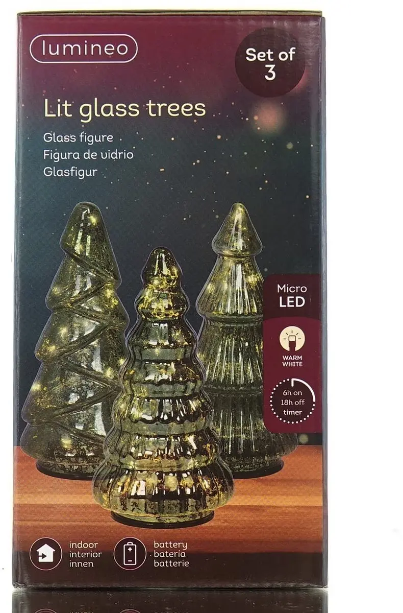 Kaemingk Lumineo LED Kerstboompjes Groen - 3 Stuks - afbeelding 3 van 3