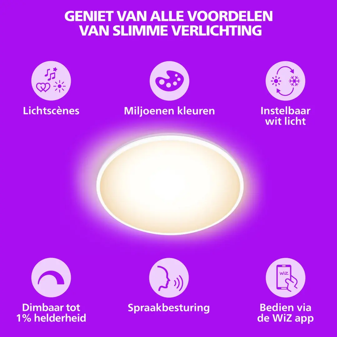Philips Rune Plafondlamp 21W - RGB & Instelbaar Wit - WiZ App - Ø40cm - afbeelding 3 van 6