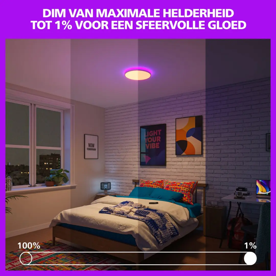 Philips Rune Plafondlamp 21W - RGB & Instelbaar Wit - WiZ App - Ø40cm - afbeelding 5 van 6