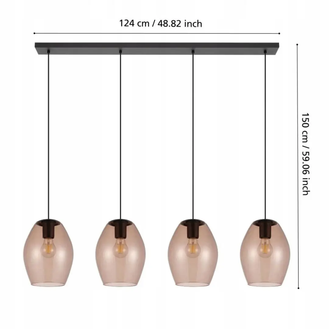 Eglo Estanys 1 Hanglamp - 4xE27 150cm Zwart - afbeelding 3 van 6