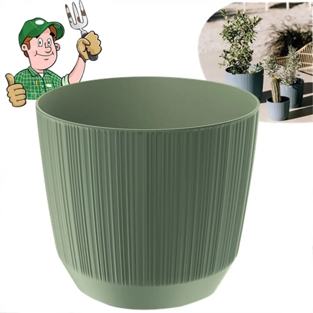 Pot Aardegroen 11cm Rond Geribbeld Mooi Product Poolse Kwaliteit