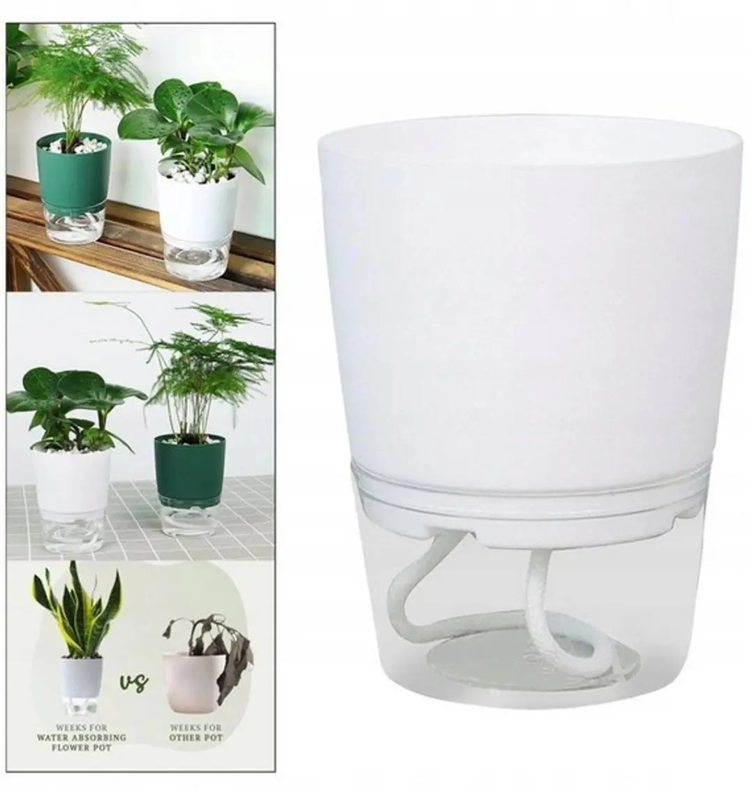 Zelfwaterende Pot Wit-Transparant 23,5cm