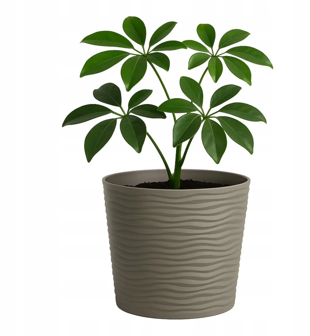 Beige ronde plantenbak met inzet, 18 cm