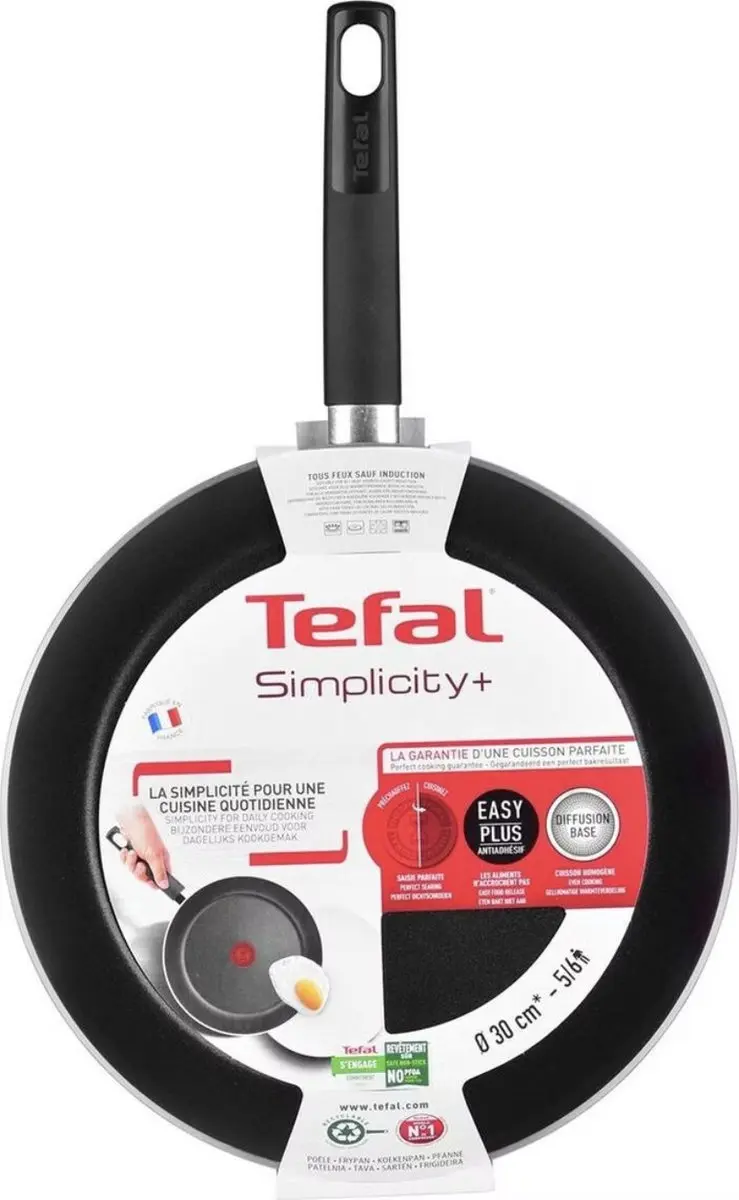 Tefal Simplicity Koekenpan 30cm B5820702 - Zwart - afbeelding 2 van 2
