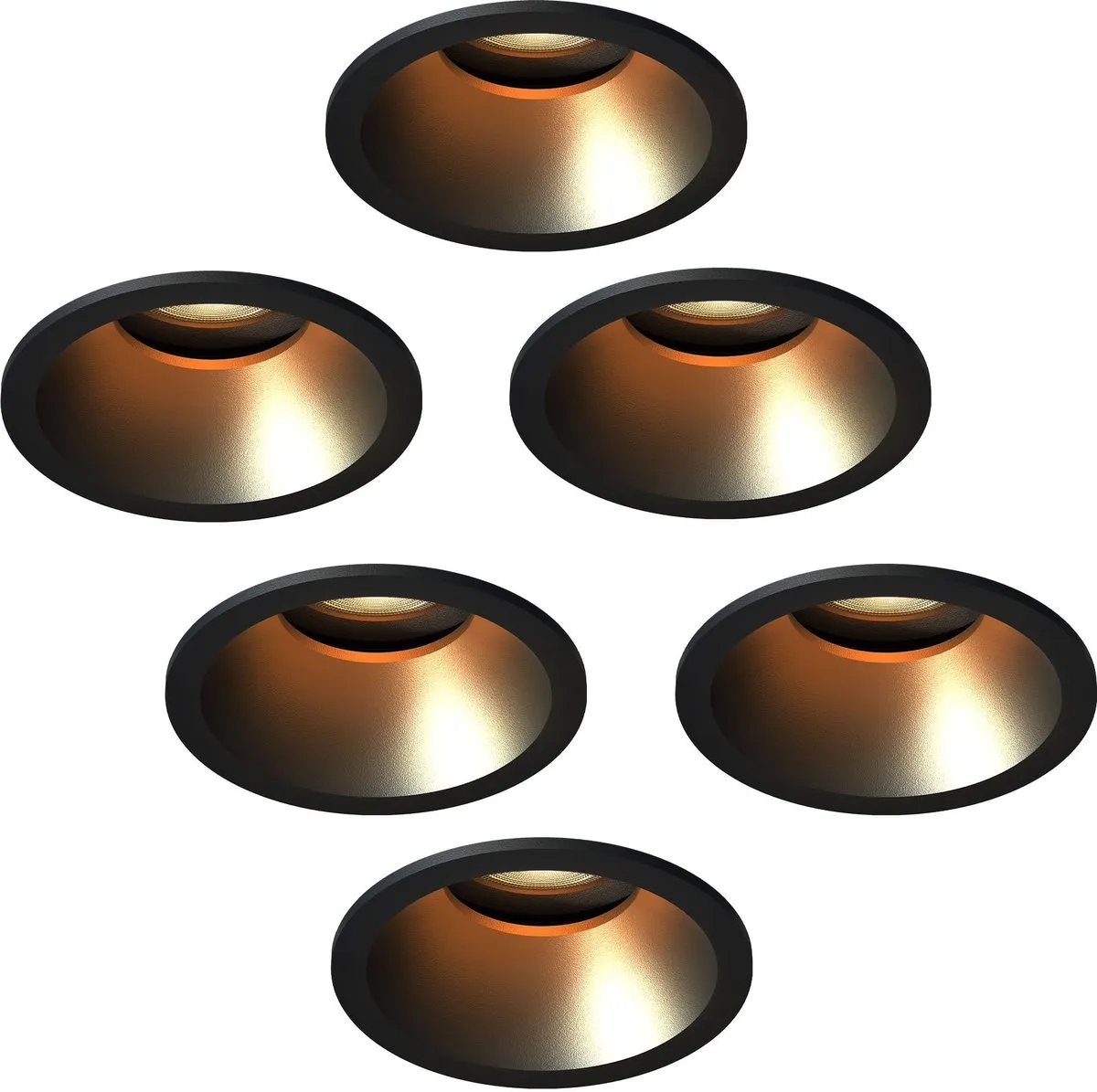 LEDVION 6x Inbouwspot Ø81mm Zwart