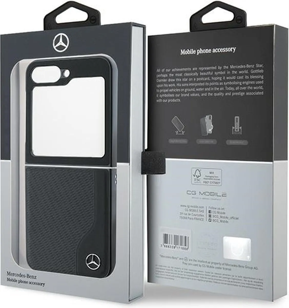 Mercedes MEHMZF623RBGVK Z Flip6 Hoes - Zwart/Leer Houtimitatie