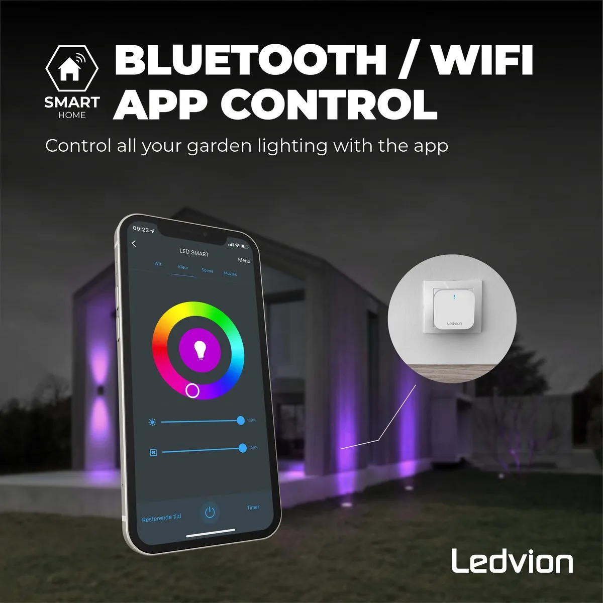 LEDVION Bluetooth Mesh Gateway Plug-in SMART Tuinverlichting - Blauw licht