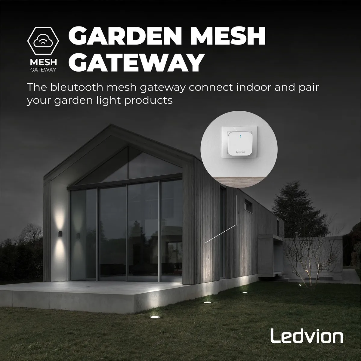 LEDVION Bluetooth Mesh Gateway Plug-in SMART Tuinverlichting - Blauw licht